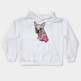 French Bulldog Pink Overalls Kids Hoodie